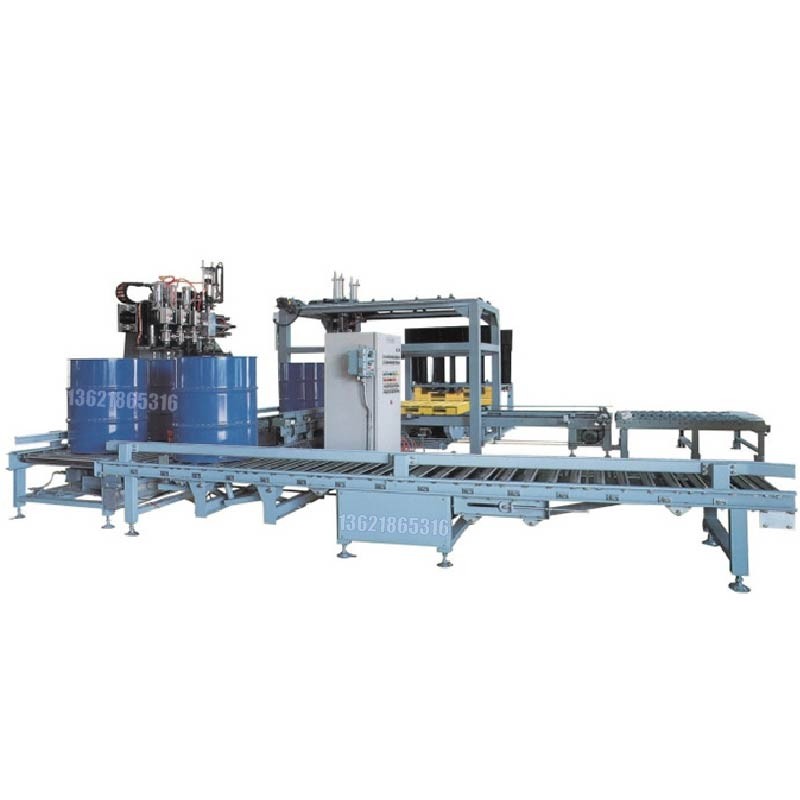 ?200L自動(dòng)開關(guān)蓋灌裝生產(chǎn)線適合化工液體稱重式灌裝